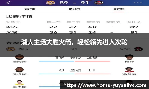 湖人主场大胜火箭，轻松领先进入次轮